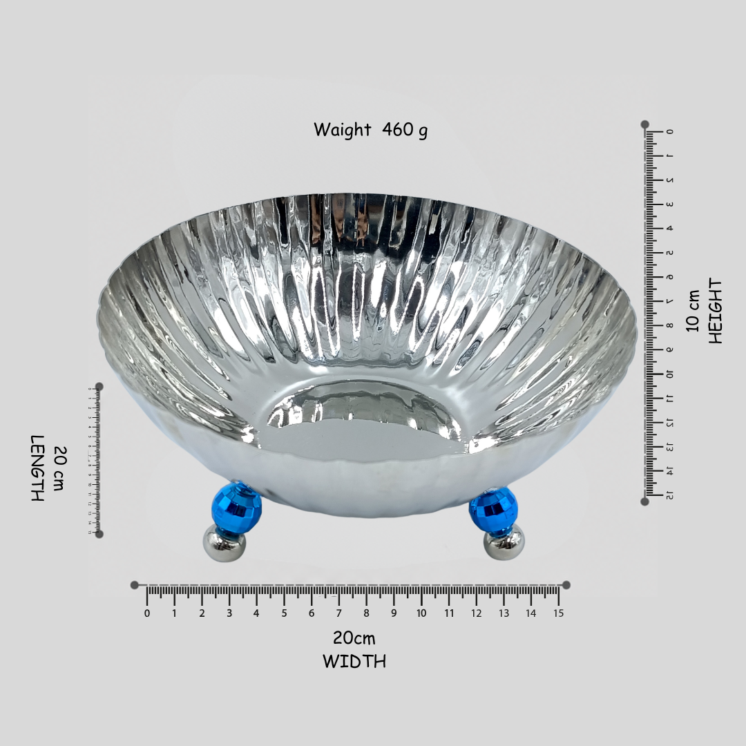 Decorative Silver Fruit Bowl with Floral Design | Metal Serving Basket | Flower Candy Holder | Dry Fruit Tray | Luxury Table Centerpiece Gifts