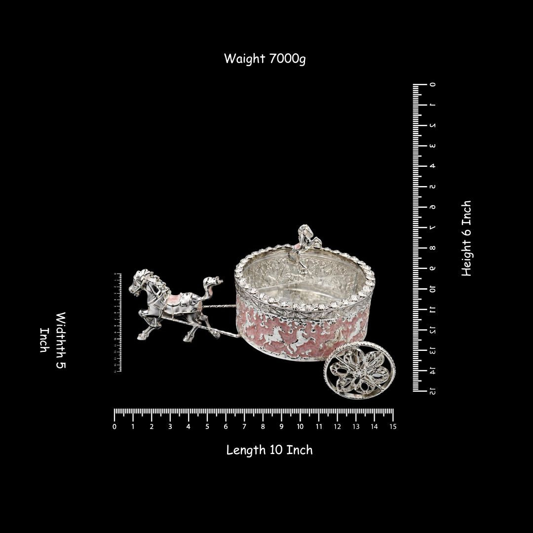 Royal Handcrafted 4-Part Horse Cart Dry Fruit Box & Serving Tray for Home Decor, Diwali & Festive Gifting