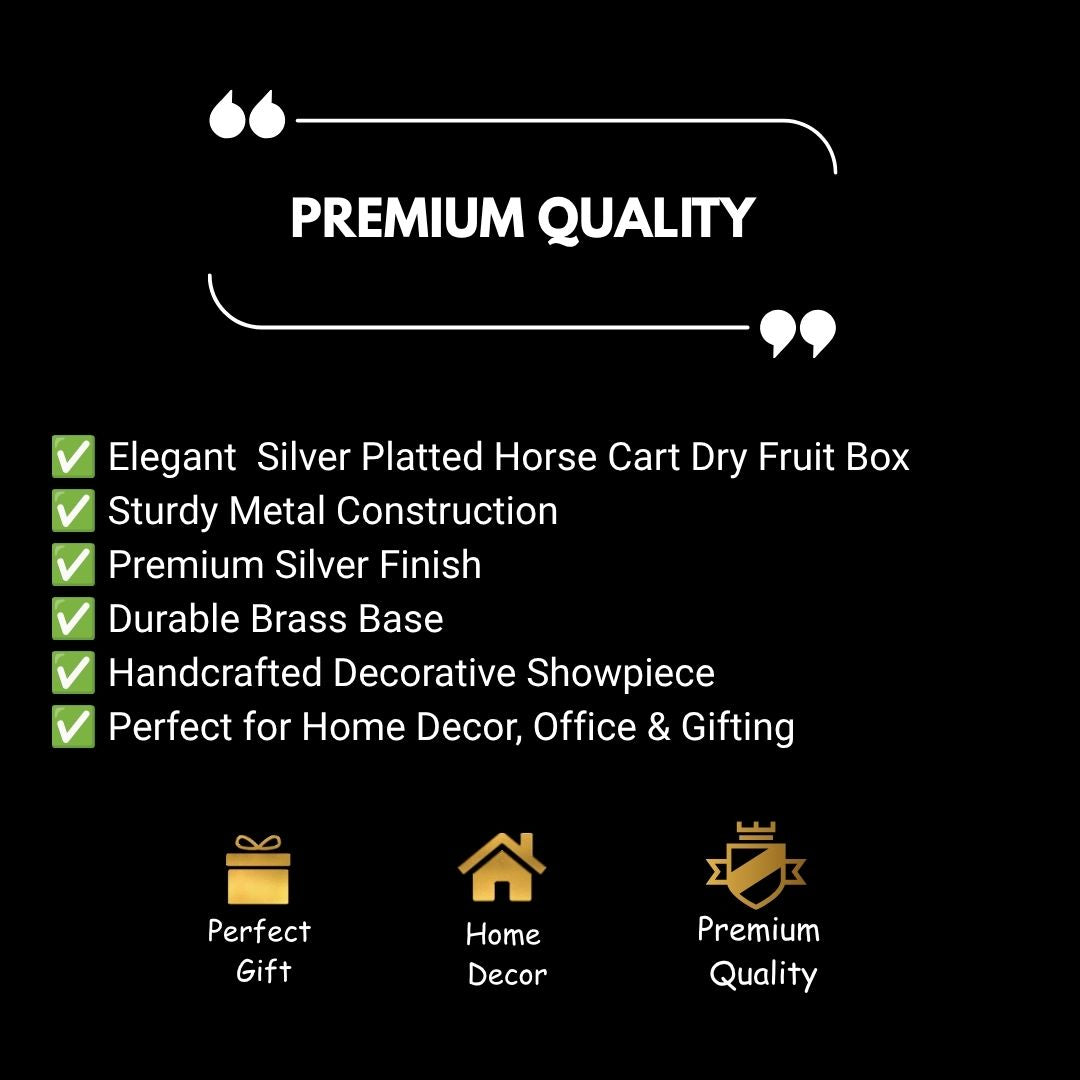Luxury Horse Cart Dry Fruit Box | Silver Plated Decorative Dry Fruit Holder | Royal Horse Carriage Gift Box | Premium Wedding & Festive Gift