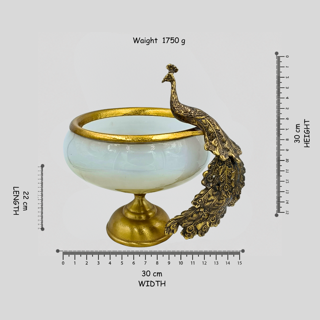 Luxury Peacock Decorative Bowl with Gold Finish | Fruit & Dry Fruit Serving Bowl | Elegant Centerpiece for Home Decor & Gifting