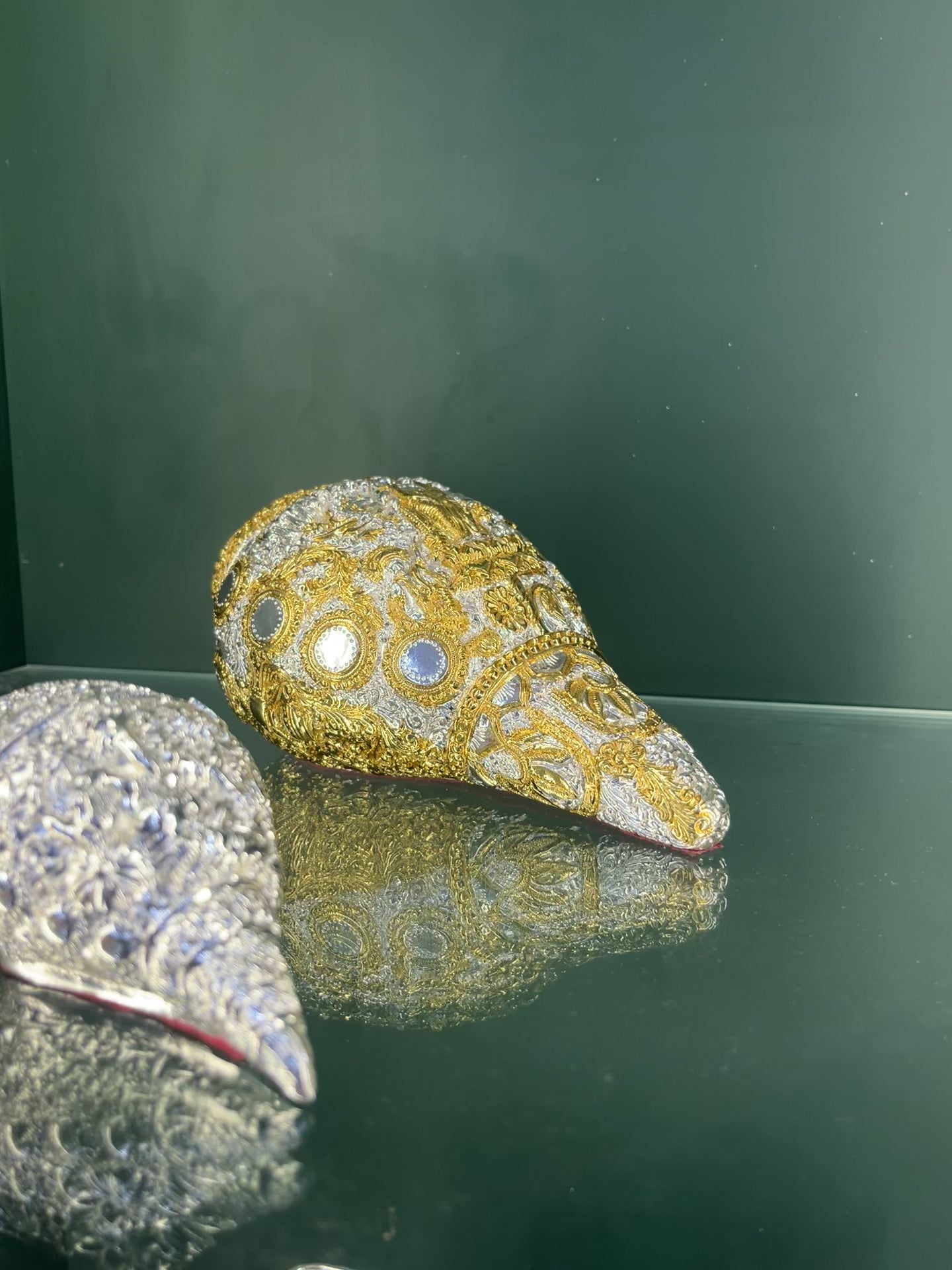 Silver Plated Sankha – 5 Inch Antique Metal Conch