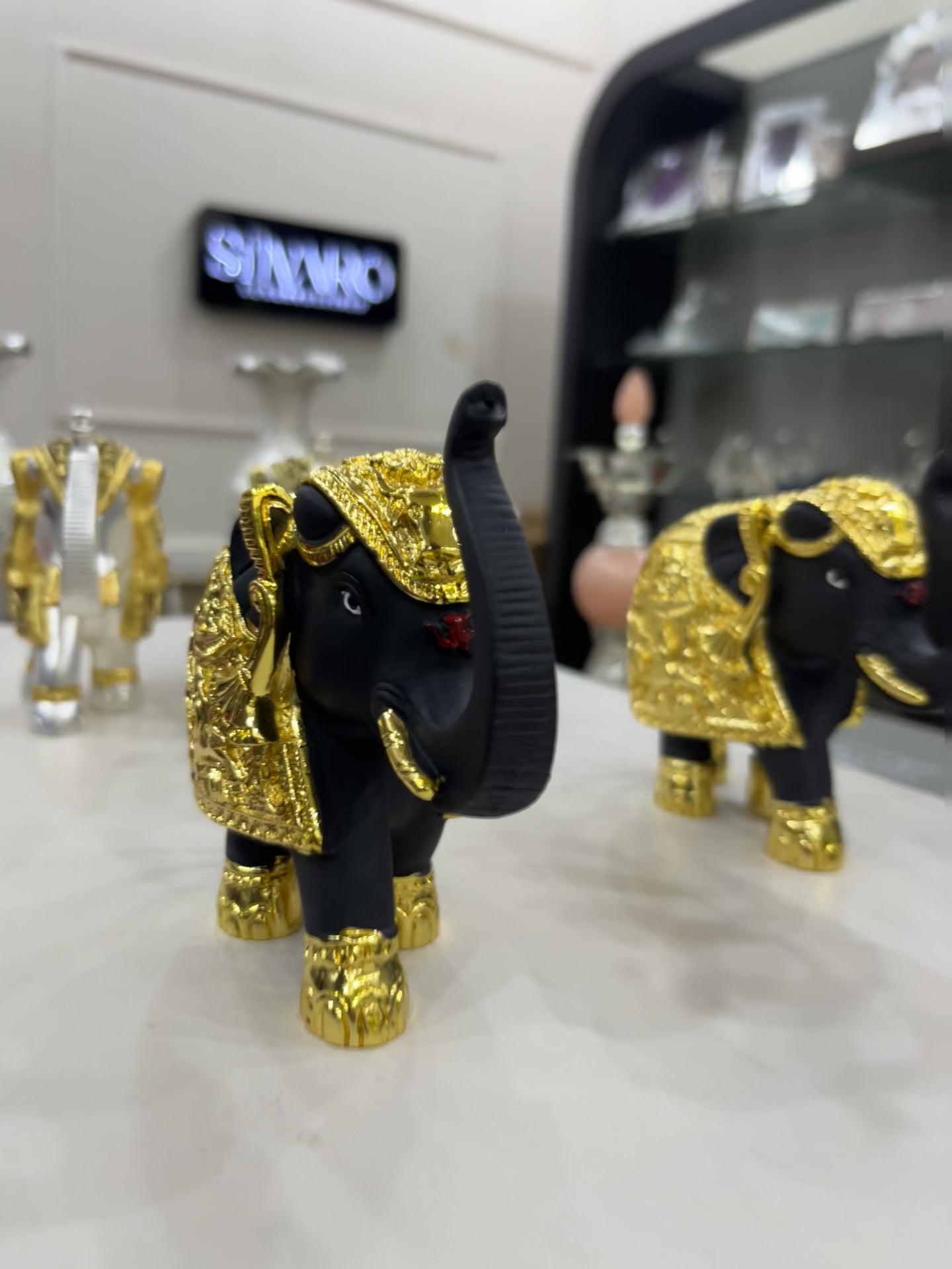 Black Gold Coated Elephant Small Size With Kamdhenu Desighn