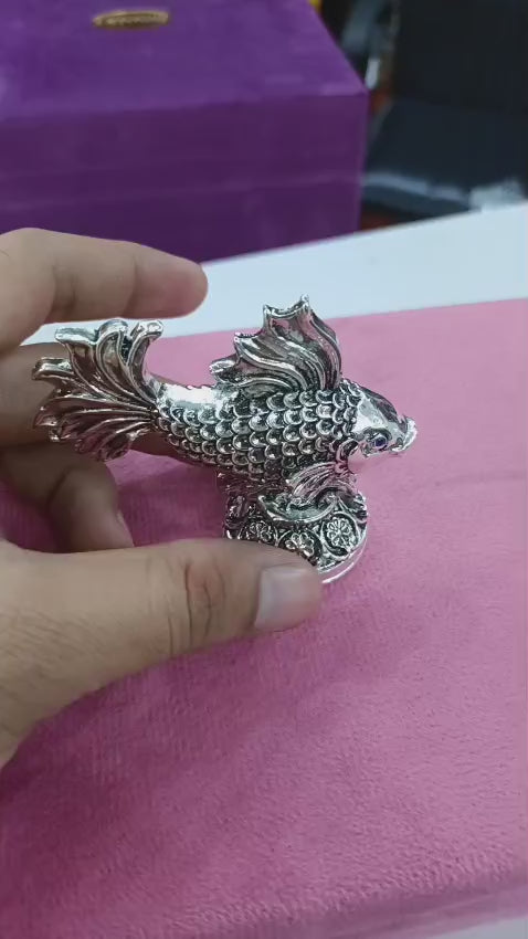 Handcrafted Silver-Plated Fish Figurine | Feng Shui Lucky Fish Statue |Good Luck | Vastu Fish | 3 Inch Collectible