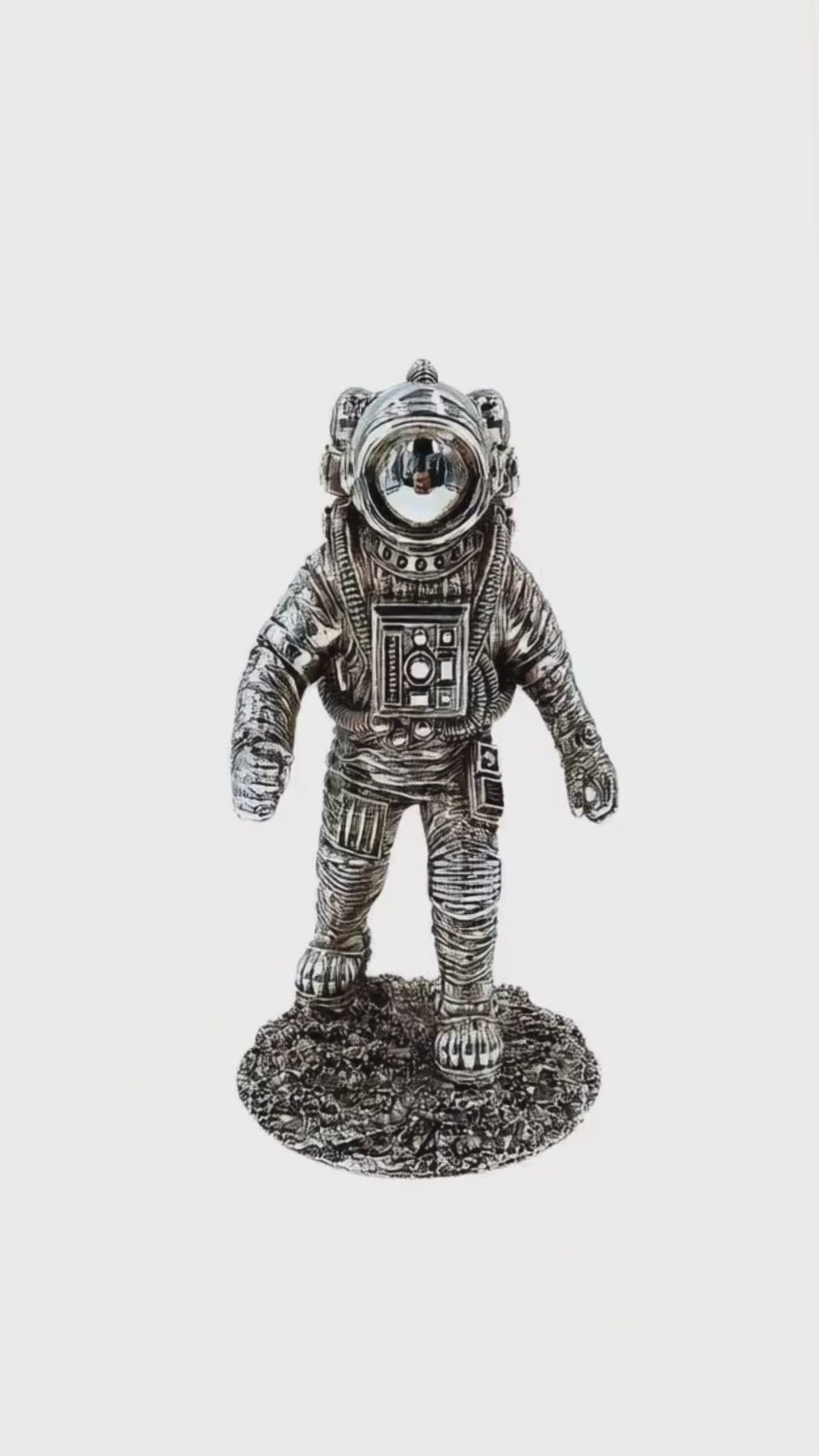Silver Astronaut Statue | Modern Space Explorer Figurine | Luxury Home Office Desk Decor | Resin Sculpture | Gift for Space Lovers